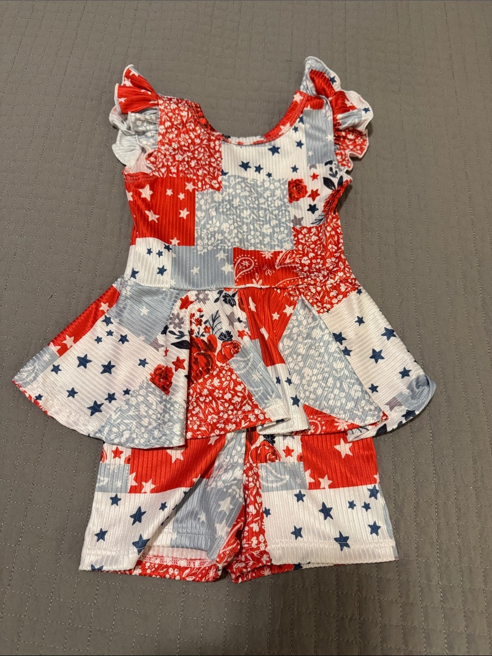 Little Foxies Patchwork Ballerina Romper 3T